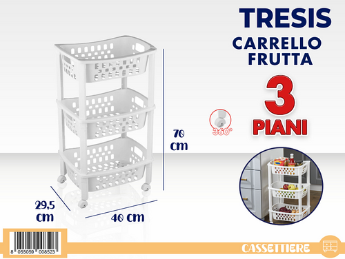 Carrello Frutta Bianco 3 Piani