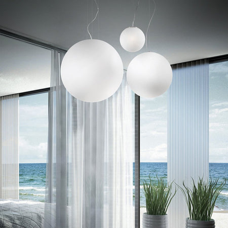Sospensione Moderna Mapa Vetro Acidato Bianco 1 Luce E27 D30Cm