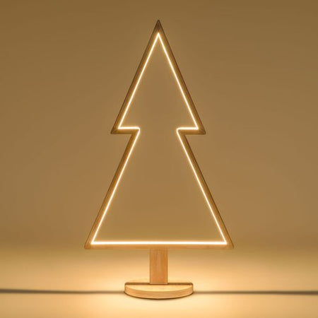 Abete triangolare luminoso con led multicolor e base in legno decorazione natalizia