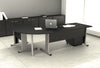 Scrivania ufficio in legno verniciato e fianchi in metallo cm. 80/140/160X80X72H
