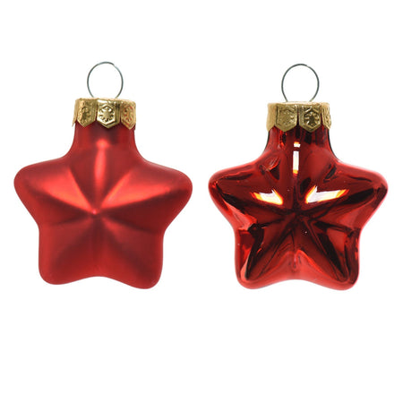 Palline a forma di stella in vetro per albero di natale rosso, confezione da 12 pezzi