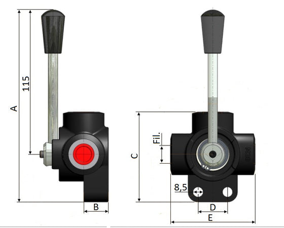 Deviatore di flusso a 3 vie 60L con centro aperto