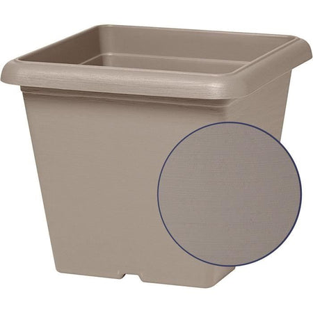 Vaso da Fiori Quadrato - GARDEN ID - Tortora Teramo - 40 x 35 cm - Antigraffio - Effetto Pietra - Con Fori