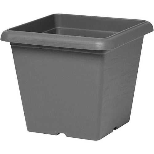 Vaso da fiori quadrato - GARDEN ID - Teramo nero-antracite - 40 x 35 cm - Antigraffio - Effetto pietra - Con fori