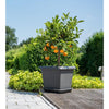 Vaso da fiori quadrato - GARDEN ID - Teramo nero-antracite - 40 x 35 cm - Antigraffio - Effetto pietra - Con fori