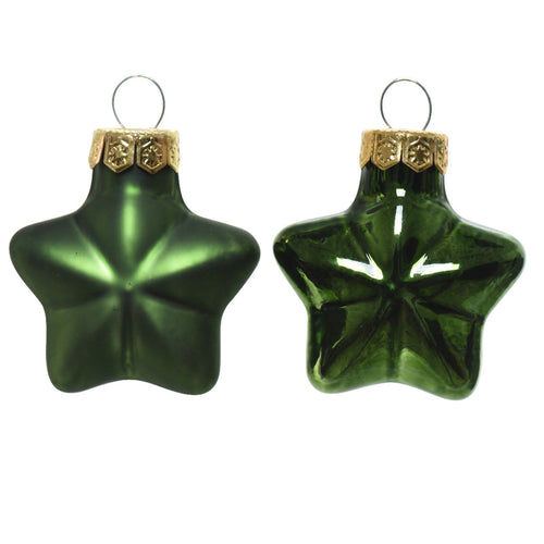 Palline a forma di stella in vetro per albero di natale verde pino, confezione da 12 pezzi