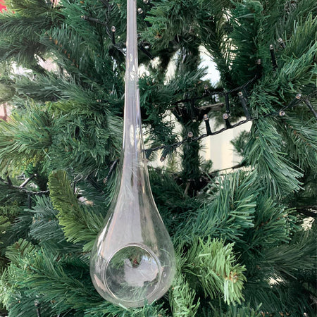Pendaglio per Albero di Natale goccia di vetro  trasparente da 30 cm