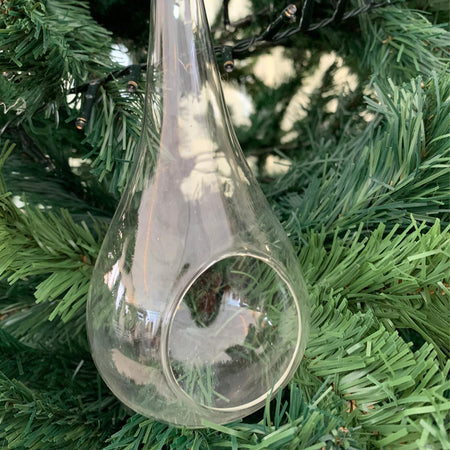 Pendaglio per Albero di Natale goccia di vetro  trasparente da 30 cm