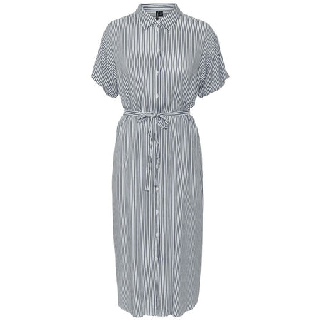 Vero Moda vestito t-shirt a righe bianco blu Bumpy 10279684