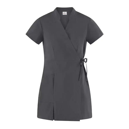 Kimono Donna Paola Grigio Manica Corta Kimono Elasticizzato Estetista Parrucchiera Massaggi