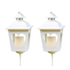 Set 2 Lanterne con cuore a batteria con candela effetto fiamma a led per interno.
