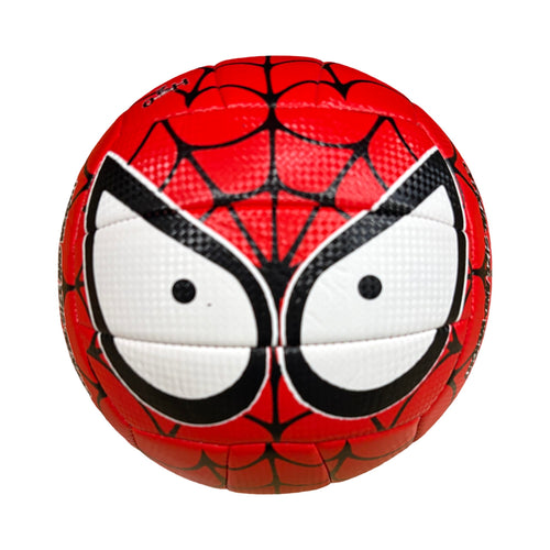 Mikado Sport Pallone da Calcio con Design Ragnatela, Rosso e Nero, Motivo Occhi Grandi