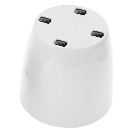 Vaso per piante lucido - GARDEN ID - Bianco lucido con ruote - 30 x 27 cm - Aspetto ceramica - Impermeabile - Facile da spostare