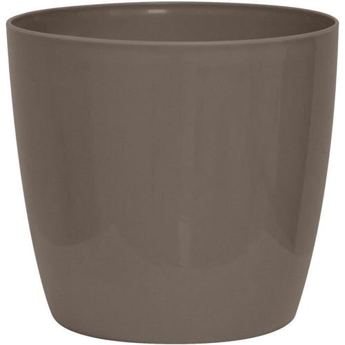 Vaso per piante lucido - GARDEN ID - Tortora lucido con ruote - 30 x 27 cm - Aspetto ceramica - Impermeabile - Facile da spostare