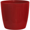 Vaso per piante lucido - GARDEN ID - Rosso brillante con ruote - 35 x 32 cm - Aspetto ceramica - Impermeabile - Facile da spostare