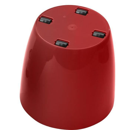 Vaso per piante lucido - GARDEN ID - Rosso brillante con ruote - 35 x 32 cm - Aspetto ceramica - Impermeabile - Facile da spostare