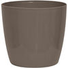 Vaso per piante lucido - GARDEN ID - Tortora lucido con ruote - 35 x 32 cm - Aspetto ceramica - Impermeabile - Facile da spostare