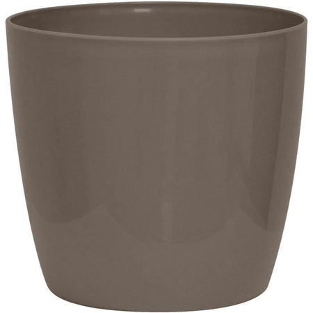 Vaso per piante lucido - GARDEN ID - Tortora lucido con ruote - 35 x 32 cm - Aspetto ceramica - Impermeabile - Facile da spostare