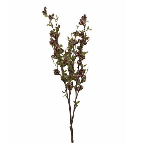 Fiore artificiale Sinforicarpo Rosa  h 92 cm effetto realistico con foglie verdi