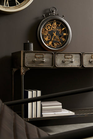 Orologio da parete "Engrenage" in acciaio a batteria h 40x6.7x50 cm