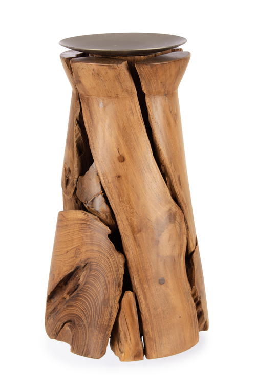 Porta candela Arwood naturale h 32  fatto con radici di legno teak reciclato