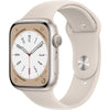 Smartwatch apple watch serie 8 gps cassa 45mm in alluminio starlight bianco con cinturino sport starlight bianco - MNP23TY/A