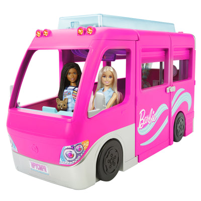 Barbie camper dei sogni - veicolo con scivolo e piscina - 2 cuccioli - 7 aree gioco - alto 76 cm - 60+ accessori - regalo per bambini 3+ anni - HDC46