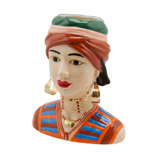 Vaso Faccia decorativa Lady Dal Mondo porta fiori o piante in ceramica volto
