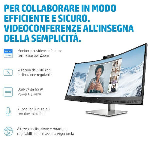 Hp monitor per video conferenze con schermo curvo e34m g4 usb-c wqhd - 40Z26AA#ABB