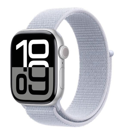 Aw s10 gps + cellular 46mm silver aluminium case with blue cloud sport loop - MWY23QL/A