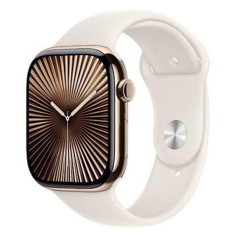 Aw s10 gps + cellular 42mm gold titanium case with starlight sport band - s/m - MX063QL/A
