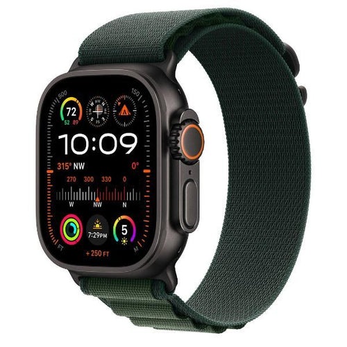 Aw ultra 2 gps + cellular 49mm black titanium case with dark green alpine loop - large - MX4T3TY/A