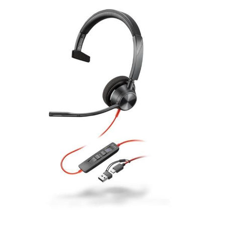 Poly cuffie monoaurali blackwire 3310 con connettore usb-c, certificate per microsoft teams + adattatore usb-c/a - 8X216AA