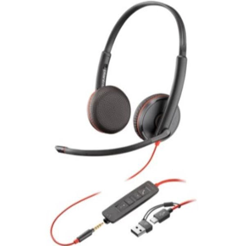 Poly cuffie blackwire 3225 stereo usb-c + spinotto da 3,5 mm + adattatore usb-c/a (sfuse) - 8X229A6