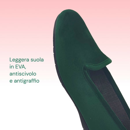Dorea magiche ballerine donna scarpe in vellutino rasato eleganti friulane per ricevimenti, vera produzione artigianale spagnola