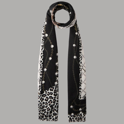 Liu Jo sciarpa nera animalier 70X180 2F5081T0300