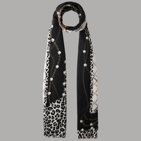 Liu Jo sciarpa nera animalier 70X180 2F5081T0300