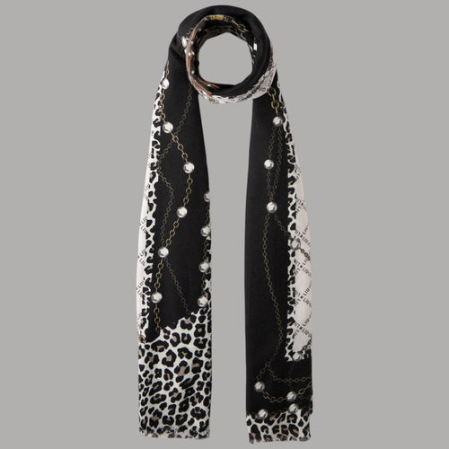 Liu Jo sciarpa nera animalier 70X180 2F5081T0300