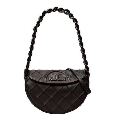 TORY BURCH borse a spalla donna tory burch - mini fleming soft crescent - nero da donna