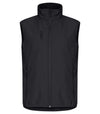 Gilet Softshell Nero Clique Basic Smanicato Antivento Zip Intera