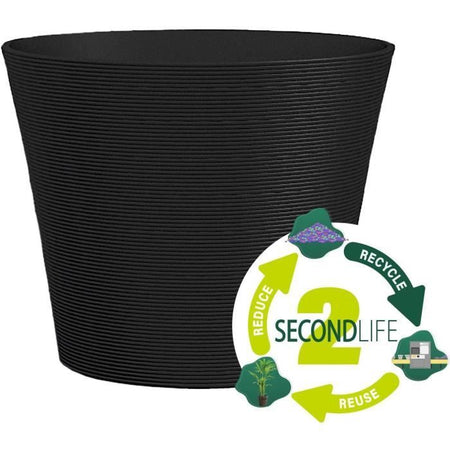 Vaso da fiori - GARDEN ID - Green Care Sense Nero-Antracite - 30 x 27 cm - Garanzia 10 anni - 100% riciclato - Resistente ai raggi UV e al gelo