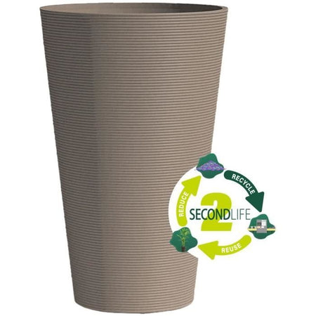 Vaso da fiori alto - GARDEN ID - Green Care Sense Tall Taupe - 55 cm - 10 anni di garanzia - 100% riciclato - Resistente ai raggi UV e al gelo