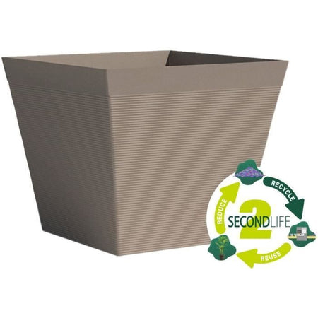 Vaso quadrato - GARDEN ID - Green Care Impact Taupe - 29 x 26 cm - Garanzia 10 anni - 100% riciclato - Resistente ai raggi UV/gel