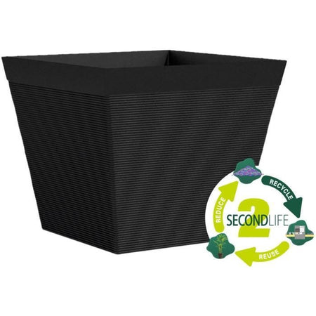 Vaso quadrato - GARDEN ID - Green Care Impact Nero-Anth - 29 x 26 cm - Garanzia 10 anni - 100% riciclato - Resistente UV/gel