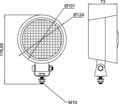 Faro da lavoro alogeno rotondo Ø 124mm ad ampio raggio 55-70W senza lampadina
