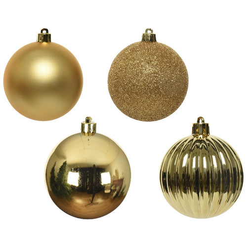 Palline per albero di natale in plastica infrangibile color Oro da 10 cm, 4 pezzi