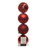 Palline per albero di natale in plastica infrangibile color Rosso Chiaro da 10 cm, tubo da 4 pezzi