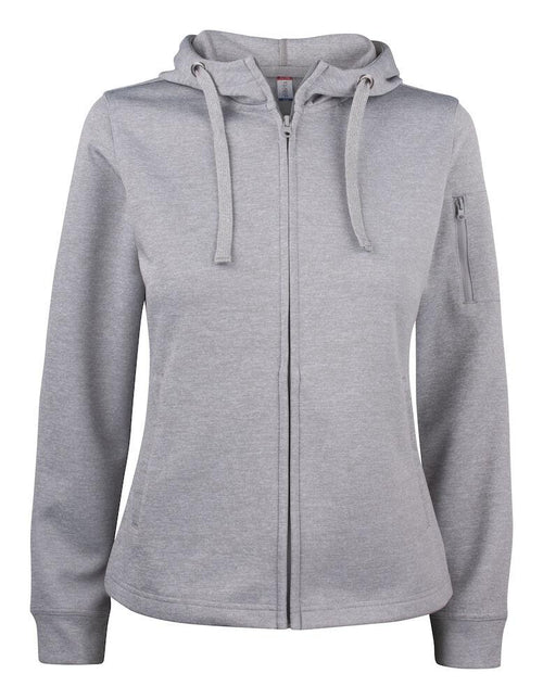 Felpa Tecnica Grigio Melange Felpa Donna Zip Cappuccio Sportiva con Tasche