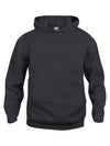 Felpa Basic Nero con Cappuccio Tascone a Marsupio Bambino