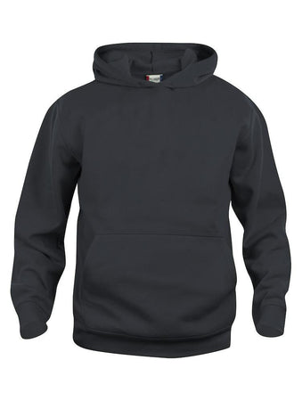 Felpa Basic Nero con Cappuccio Tascone a Marsupio Bambino